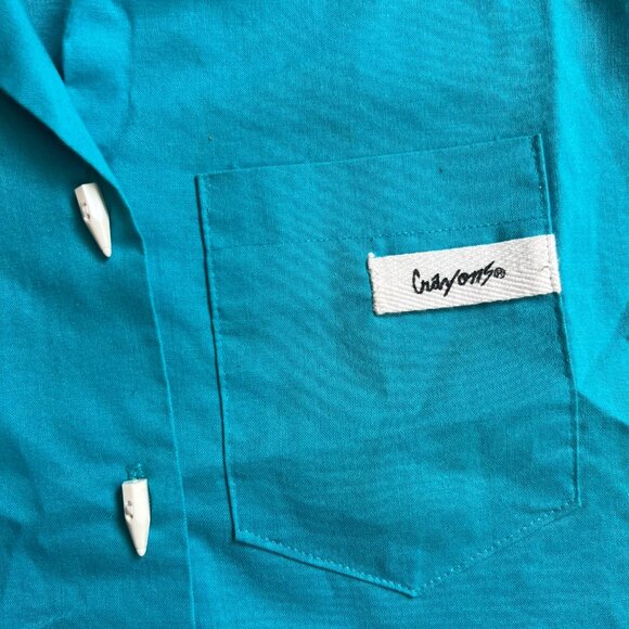 Vintage 80s Collared Crayons Cropped Button Down Crayon Button Shirt Size S - Picture 3 of 7